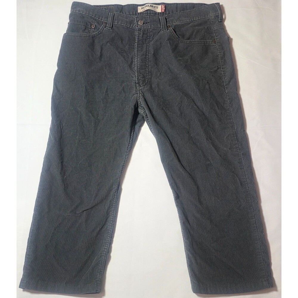 Levis 505 Mens 38x30 Charcoal Gray Corduroy Regular Fit Straight Leg Pants